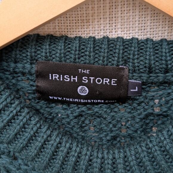 The Irish Store Aran 100% Merino Wool Knit Traditional Crew Neck Sweater, size L - Picture 3 of 7